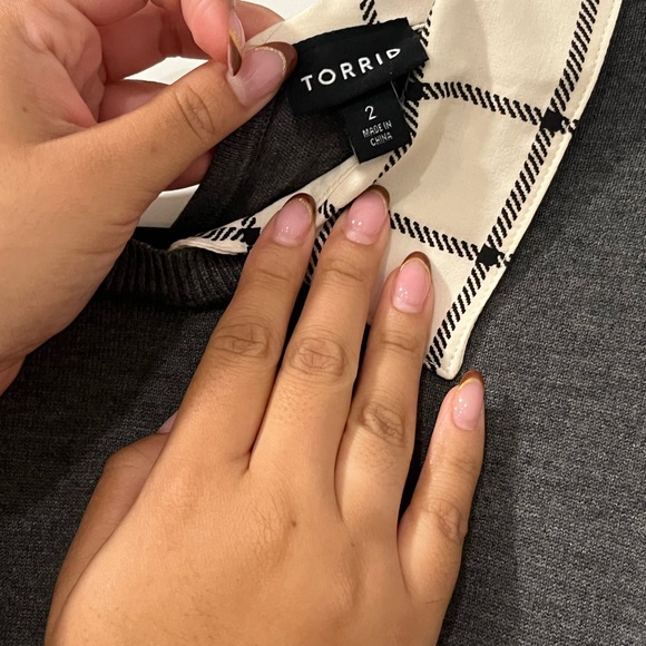 Torrid Charcoal Sweater with Checkered Shirt (NWOT) - Picture 2 of 3